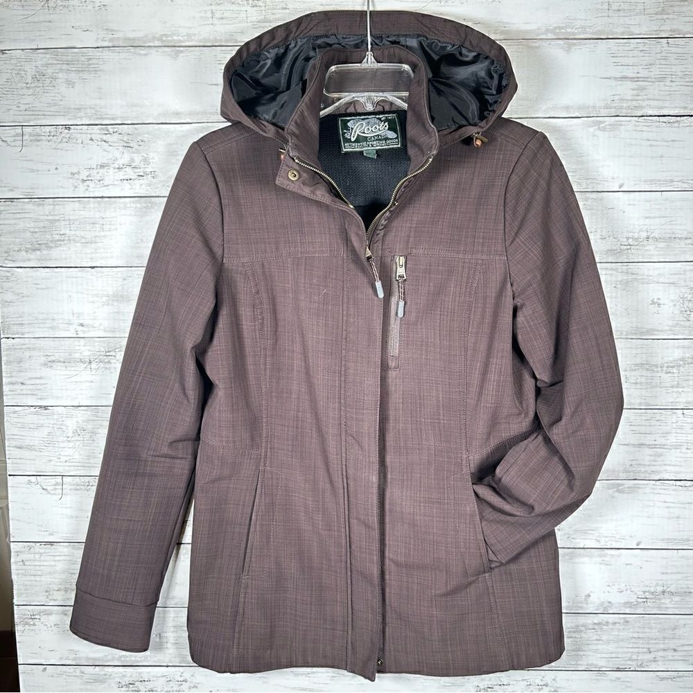 Roots WellPoint Removable Hood Fleece Lined Softshell Brown All Weather Jacket M